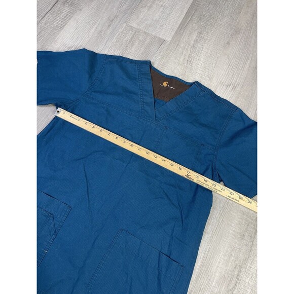 Carhartt Turquoise Ribstop Utility Scrub Top Double Breadt Pocket Size S - Picture 7 of 8